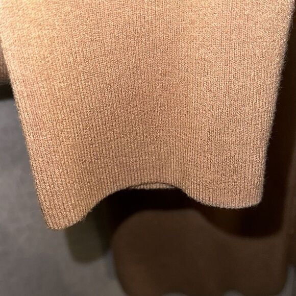 Michelle Nicole XL Tan Knit Button Front V-Neck Fox Fur Collar Elegant Cardigan - Picture 7 of 14